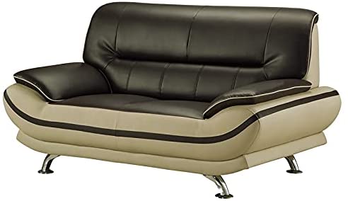 American Eagle Furniture AE709-MA-LG-LS Burgundy and Khaki (Tan) Color with Love Seat Faux Leather