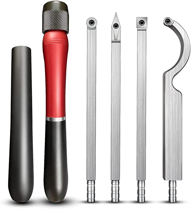 Aogbra Quick Replacement Lathe Carbide-Tipped Turning Tools Set, Latest Version Lathe Full Size Rougher Finisher Swan Neck Hollowing Tools