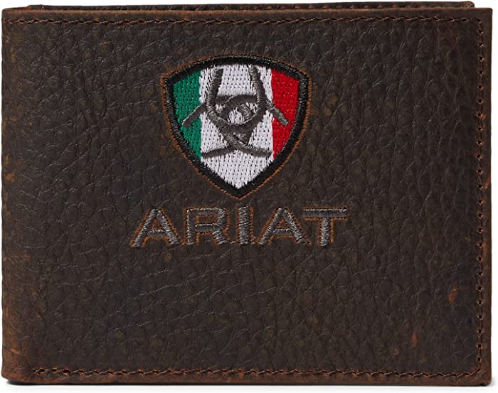 Ariat Bifold Wallet Mexican Flag Logo Brown Rowdy One Size