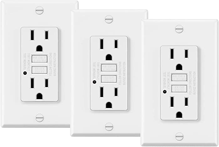 3 Pack - ELECTECK 15A Tamper Resistant GFCI Outlets, GFI Receptacles with Wallplate, ETL Listed, White