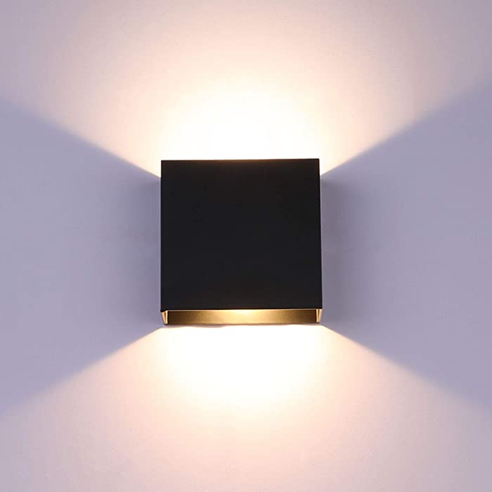 Lightess Indoor Wall Sconce Dimmable 10W, Modern LED Wall Lamp Black, Up Down Wall Mount Lights Mini Metal for Living Room Bedroom Hallway Decor, Warm White, O1185TP