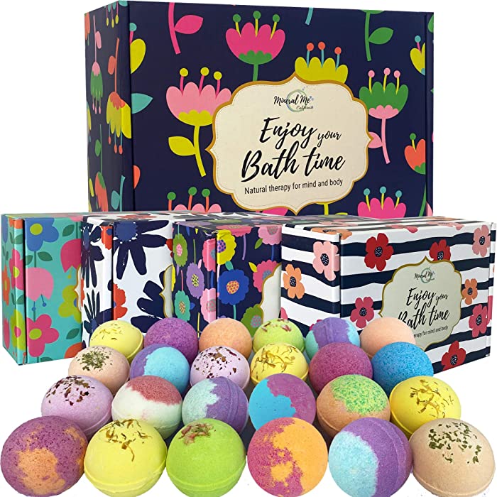 Bath Bombs for Women - 24 All Natural BathBombs with Organic Essential Oils, Moisturizing Shea Butter, and Bath Salts for Relaxation and Stress Relief- Bath Bombs Gift Set - Mothers Day Gift for Moms