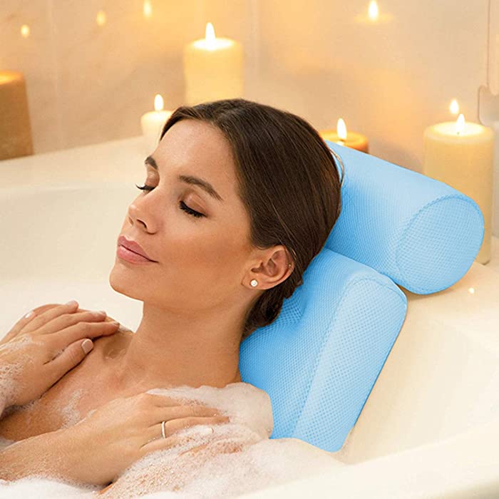 Mesh Spa Bath Pillow for Bathtub, Luxury Bath Pillows for Tub Head Neck Shoulder Support Bath Accessories with 6 Powerful Suction Cups