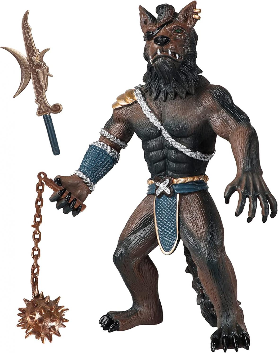 Happy dream Werewolf Soldier Statue Figure with 2 Weapons, Fantasy Model Toy - 19.5 Centimeters/7.7 Inches