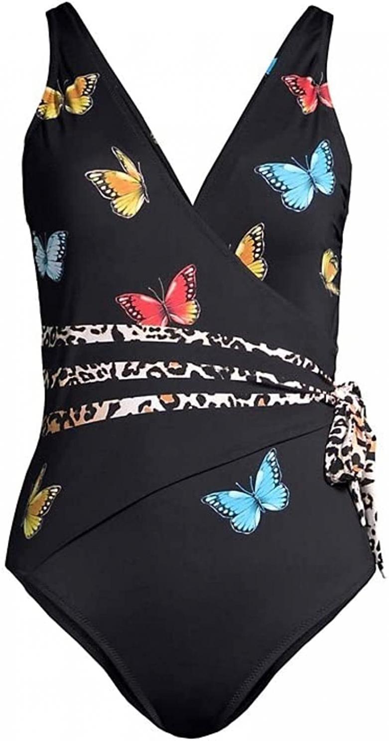 Johnny Was Women's Monarch Butterfly Print Wrap Swimsuit