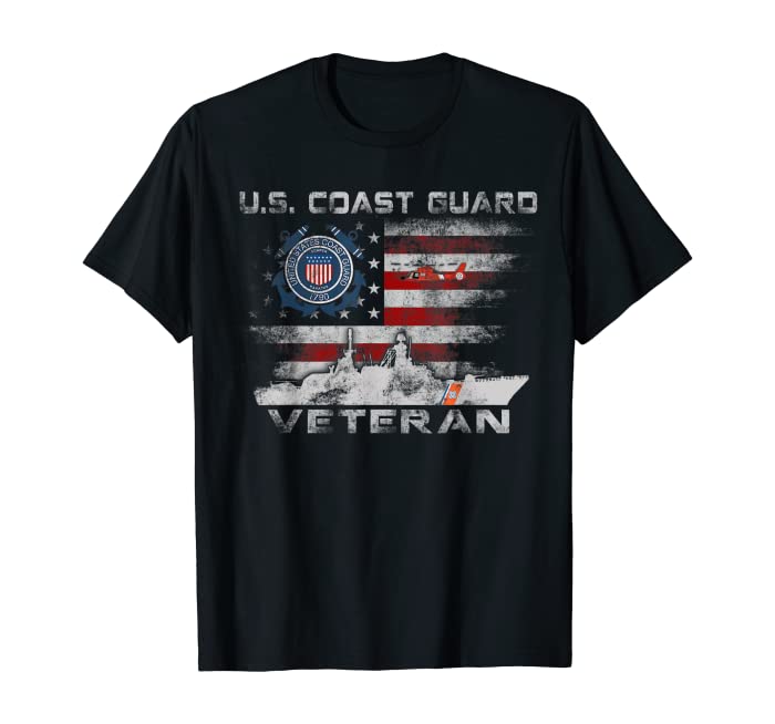US Coast Guard Veteran T shirt Vintage Veteran Flag Tees T-Shirt