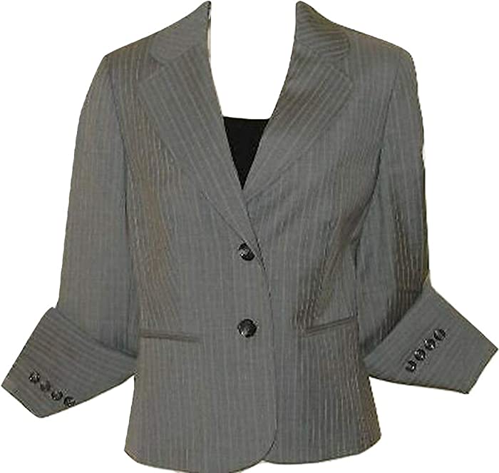 Ann Taylor Jacket Gray Blazer Suit 8 P Wool Women 2 Buttons
