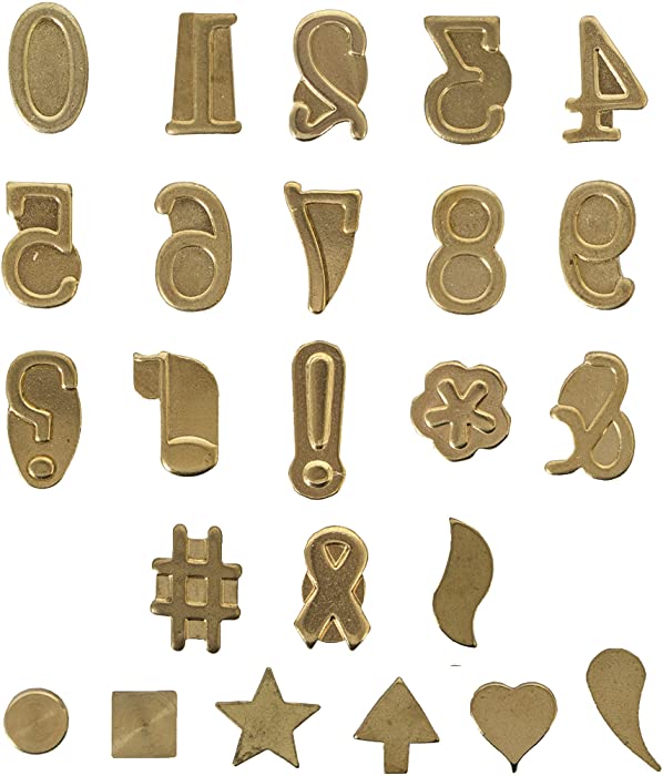 Walnut Hollow HotStamps, Number and Symbol Set for Woodburning and Leather Branding, 24 Pieces , Brown