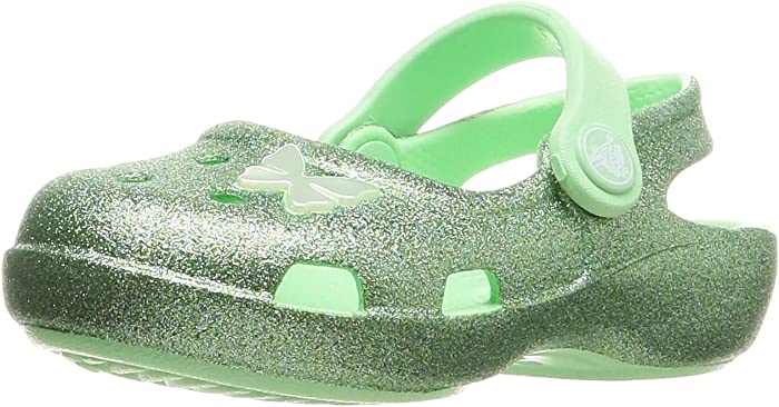 Crocs Girl's Classic Glitter Charm Mary Jane (Toddler/Little Kid) Neo Mint