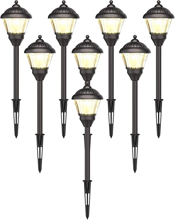 GOODSMANN Low Voltage Path Landscape Lights LED 1.5 Watt Floodlight with Metal Spike and Connector 100 Lumens for Outdoor Lighting Garden Patio Yard (8 Pack) 9920-G115-08