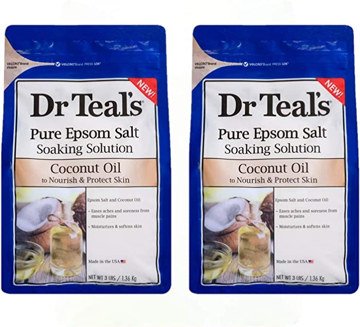 Dr Teals Coconut Oil Pure Epsom Salt Soaking Solution 3 lbs (Pack of 2)