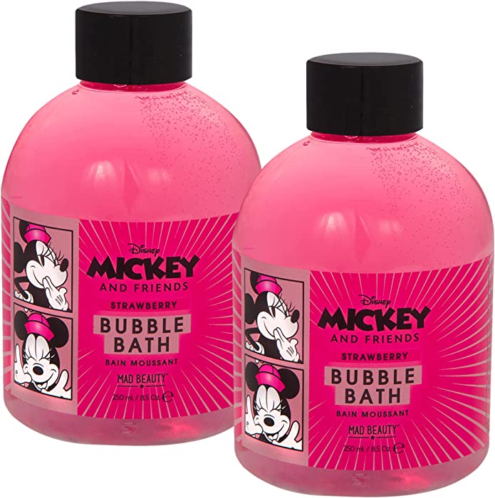 MAD Beauty 2 Count Minnie Strawberry Bubble Bath from Disney Mickey & Friends | Each Bottle is 8.5 oz Spa Skincare Gift