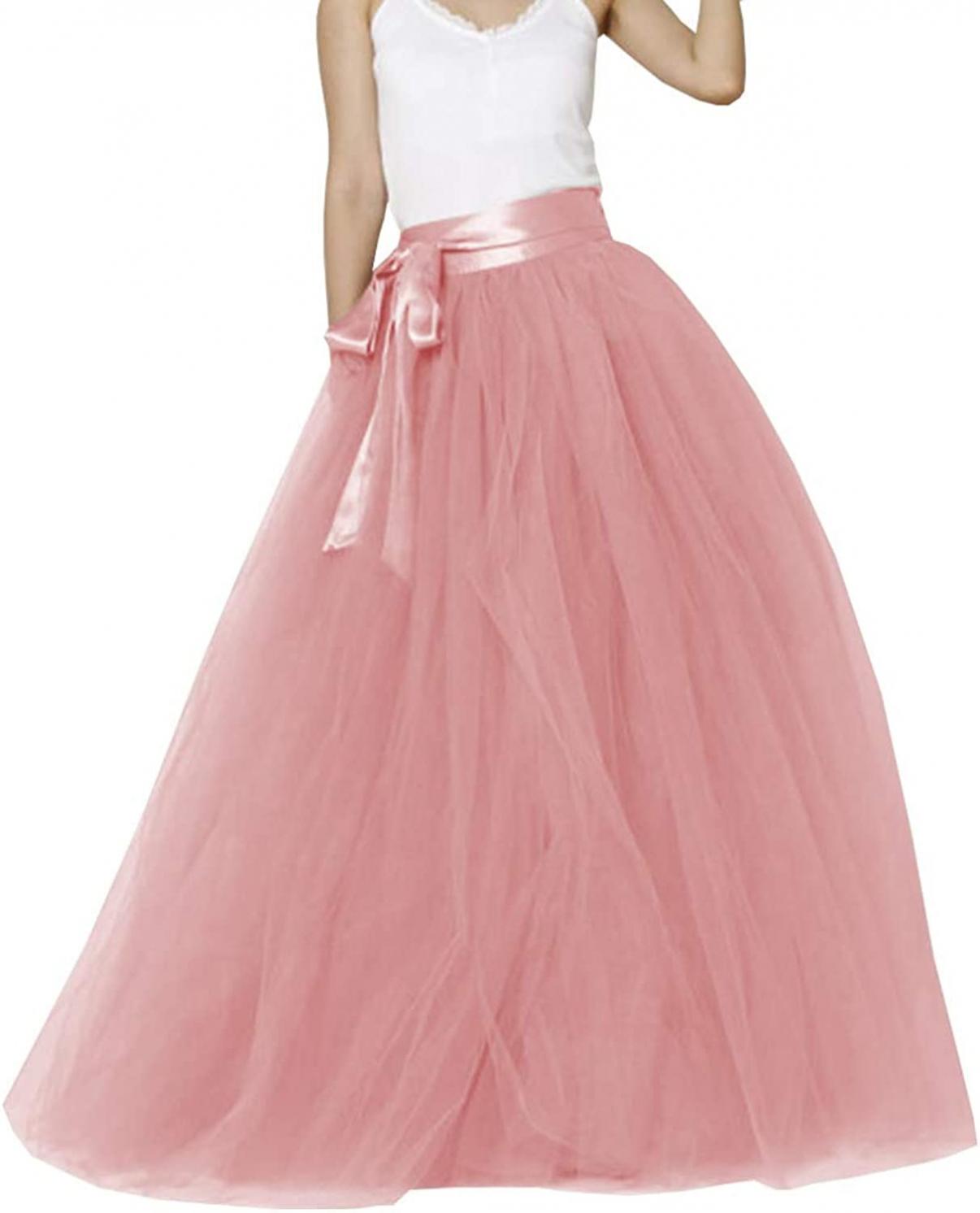 YJNXHN Women's Long Maxi A Line Tulle Skirt for Prom Evening Party Skirts Floor Length