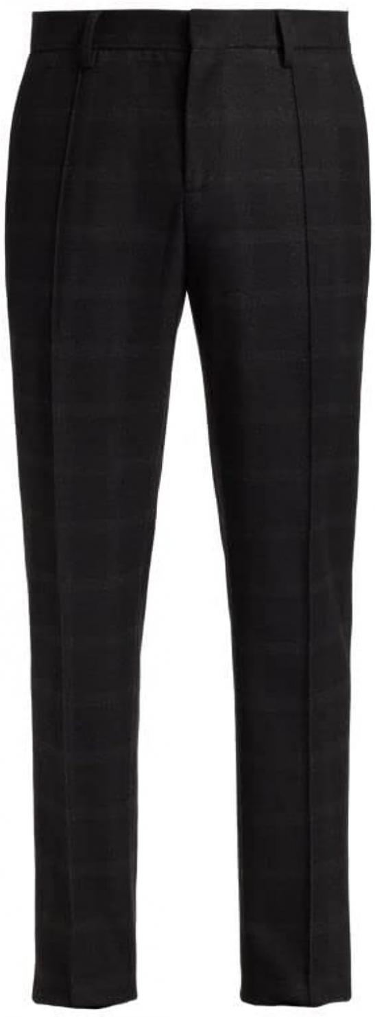 SAKS Fifth Avenue Collection Box-Check Slim-Leg Trousers Size 36 Dark Gray