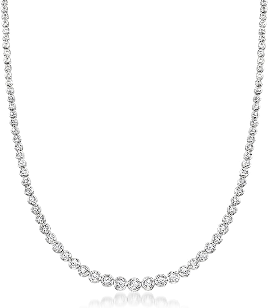 Ross-Simons 1.50 ct. t.w. Bezel-Set Diamond Necklace in Sterling