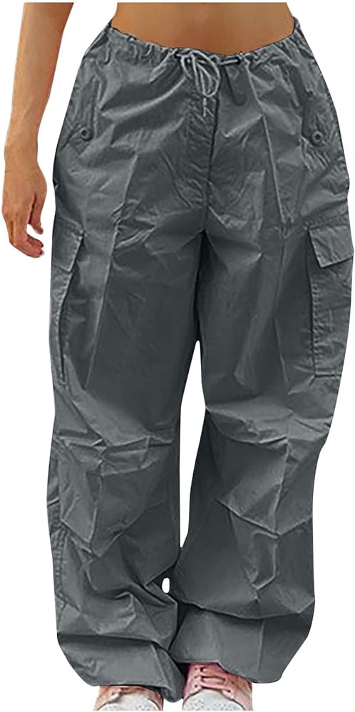 ZunFeo Baggy Cargo Pants for Women Plus Size High Waisted Wide Leg Parachute Pants Drawstring 2023 Fashion Y2k Pants