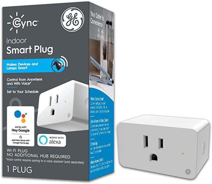 C by GE On/Off Smart Plug with Smart Bridge, Alexa + Google Home Compatible, Bluetooth/Wi-Fi Enabled Smart Outlet for Smart Homes, White, 1-Pack (Packaging May Vary)