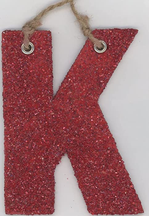 German Glitter Letter Red - K - Christmas Ornament - 1 Each - Pottery Barn