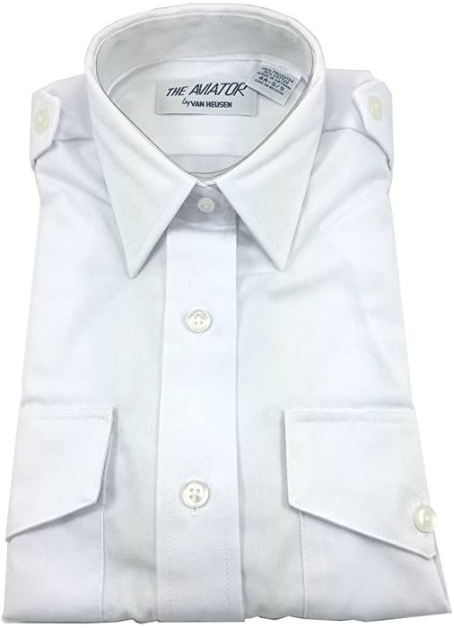 Van Heusen Women's Aviator Pilot Shirt - Short Sleeve, White