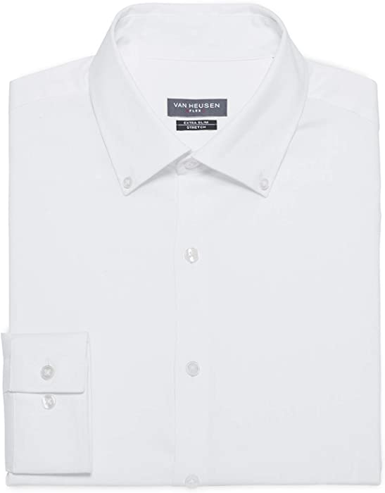 Van Heusen Men's Dress Shirt Extra Slim Fit Flex Collar Stretch Solid