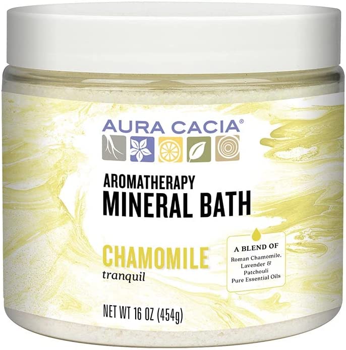 Aura Cacia Tranquil Chamomile Mineral Bath | GC/MS Tested for Purity | 454g (16 oz.)