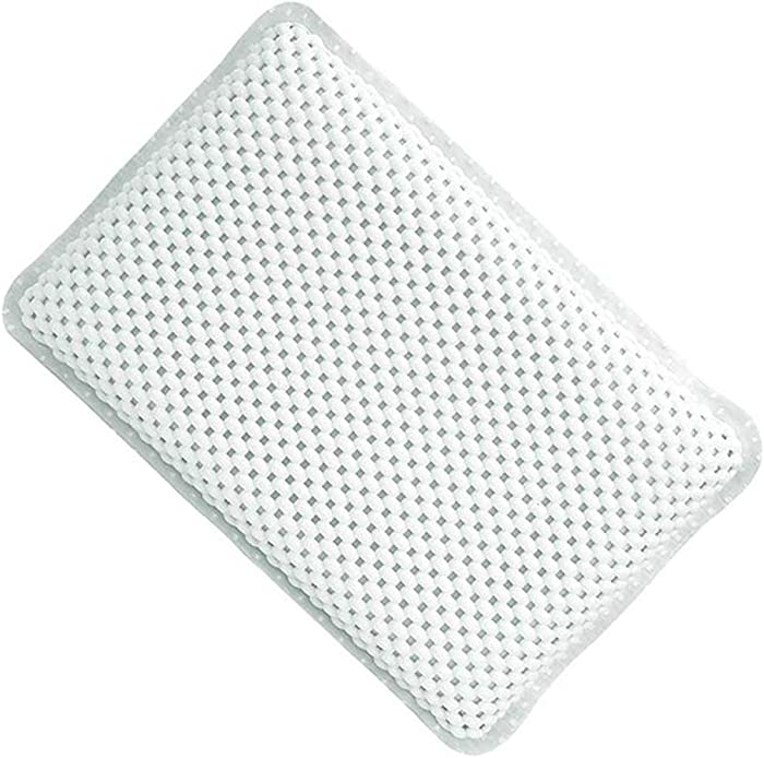 OSVINO Bath Pillow Thick Comfy Drainage for Jetted Tub Spa Cushion with 8 Suction Cups, White, 7.5"x11.5"x2"