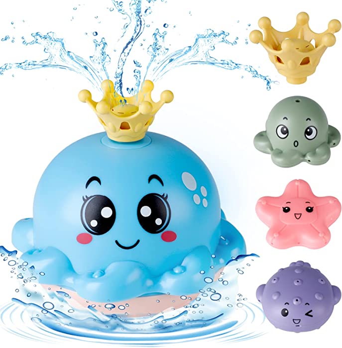 Baby Bath Toy With 4 Water Spray Modes,ToyoFun,Light Up Octopus Tub Toys for Toddler Kids,Auto-Rotating Toddlers Bathtub Toys for Boys Girls With Ocean Animals/Fountain Sprinkler/Flashing Colorful LED