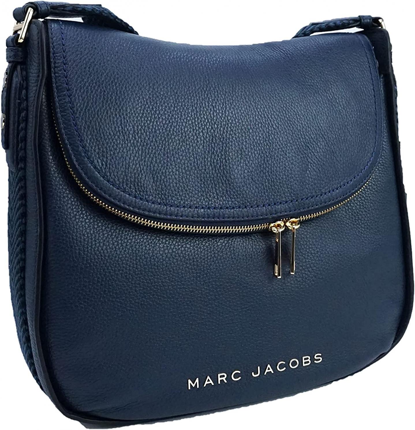 Marc Jacobs H211L01RE21-426 Blue Sea With Gold Hardware Women's Leather Shoulder Hobo Bag