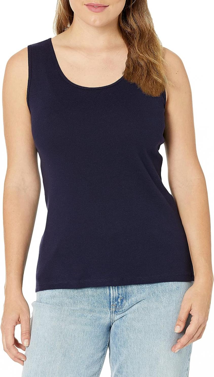 Hanes Women's Shirts, Women’s Mini-Ribbed Cotton Tank Tops, Women’s Sleeveless T-Shirts, Women’s Tanks