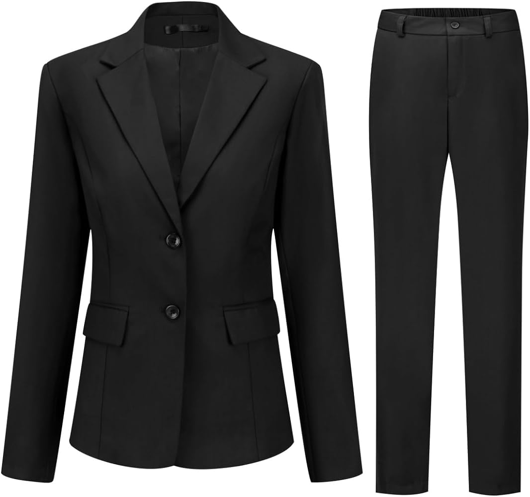 YUNCLOS Women's 2 Pieces Office Suit Set Long Sleeve Blazer Jacket and Suit Pants