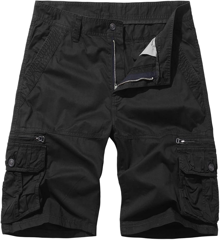 Lastesso 2023 Cargo Shorts for Men Multi Pocket Big & Tall Tactical Shorts Zipper Outdoor Casual Knee Length Hiking Short