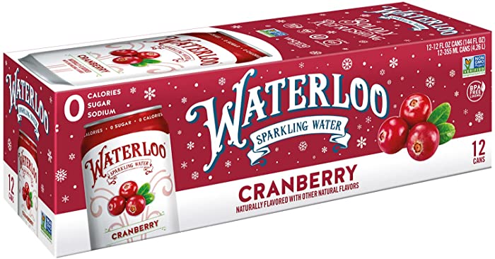 Waterloo Sparkling Water, Sparkling Cranberry Water, 12 Ounce, 12 Pack