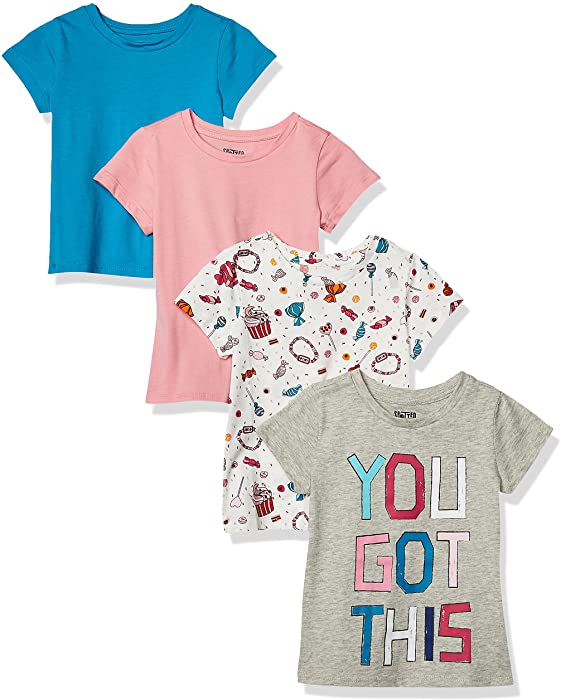 Spotted Zebra Girls and Toddlers' Short-Sleeve T-Shirts, Multipacks