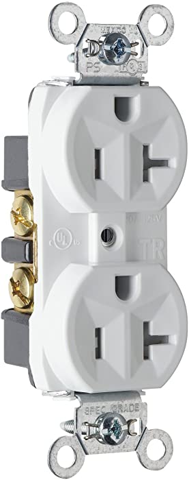 Legrand - Pass & Seymour TR5362WCC12 Receptacle Duplex Tamper Resistant Back and Side Wire 20-Amp/125-volt, White