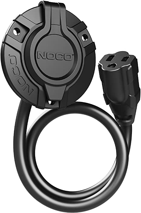 NOCO GCP1 15 Amp AC Port Plug, 125 Volt Power Inlet Socket, and Waterproof Electrical Outlet Receptacle Box with 16-Inch Integrated Outdoor Extension Cord
