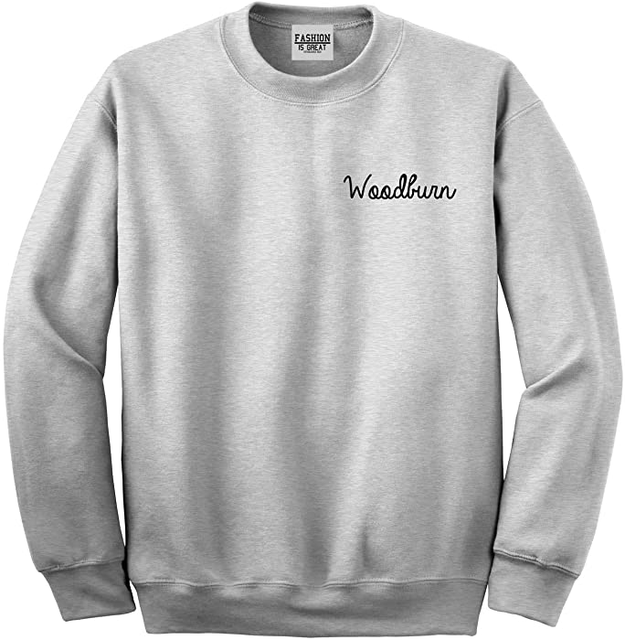 Woodburn Oregon OR Script Chest Womens Unisex Crewneck Sweatshirt