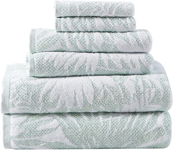 Tommy Bahama Home 6pc Towel Set 100% Terry Cotton, Oeko-Tex Certified, Super Soft & Absorbant, Medium-Weight, 6 Piece, Lago Palm 6 Count