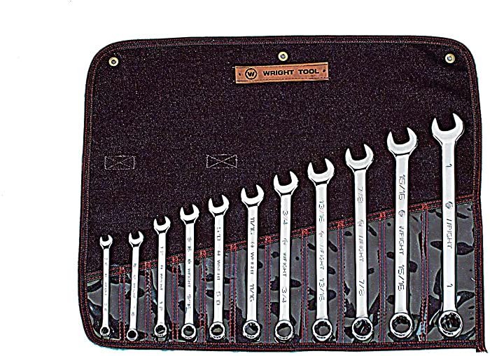 Wright Tool 911 Full Polish 12 Point Combination Wrench Set 3/8" - 1" (11-Piece),Silver