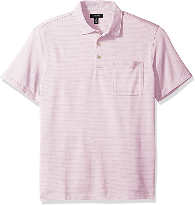 Van Heusen Men's Luxe Touch Short Sleeve Jacquard Polo Shirt