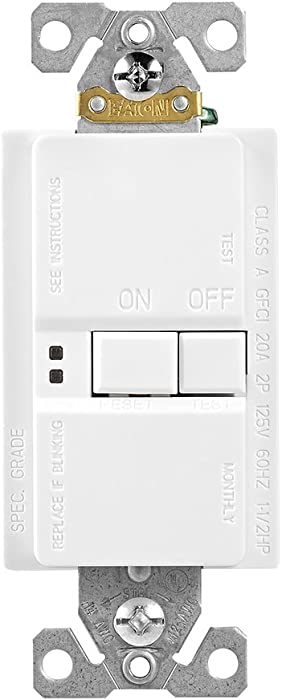 EATON Wiring GFCI Self-Test 20A -125V Blank Face Receptacle with Standard Size Wallplate, White