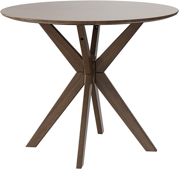 Giantex 36 Inch Round Wood Dining Table, Farmhouse Kitchen Table with Intersecting Pedestal Base & Adjustable Foot Pads, Vintage Coffee Table W/Tabletop & Solid Wood Legs, Modern Side Table, Walnut