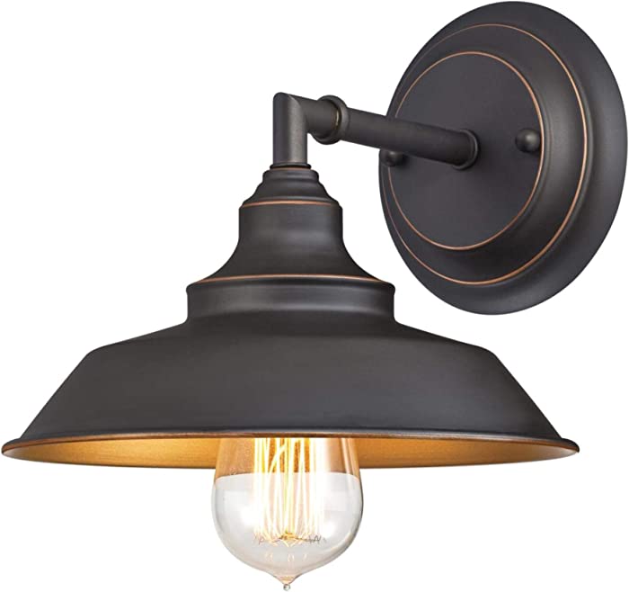 Westinghouse Lighting 6344800 One-Light Indoor, Oil Rubbed Bronze Finish with Highlights Iron Hill Wall Fixture, 1 Sconce, Black
