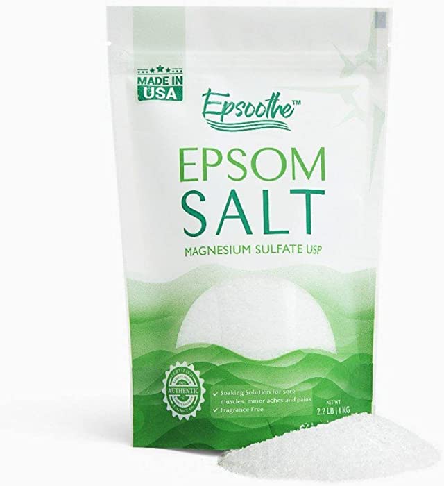 LA SALT CO Epsoothe Epsom Salt Bath & Foot Soak and Scrub | Pure & Natural Magnesium Sulfate USP | Kosher, Non-GMO, Allergen & Cruelty-Free | Relieves Sore Muscles & Joints, Promotes Healing | 2.2 lbs