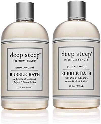 Deep Steep Bubble Bath Pure Coconut, 17 Ounces (Pack of 2)