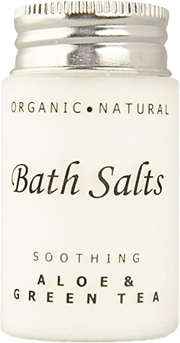 (Case of 300) Soothing Aloe and Green Tea Bath Salts, Single Use Hospitality/Travel Size Jar