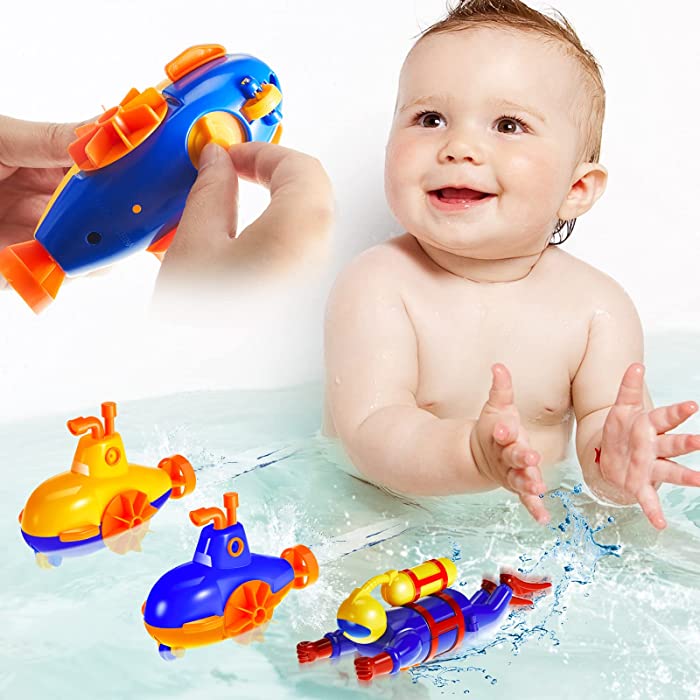 Diver Toys Set of 4 Swimming Windup Bathtub Toys for Kids Floating Submarine Toys Fun Wind Up Scuba Diver Toys for Swimming Pool