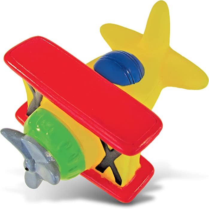 DolliBu Bi Plane Bath Buddy Squirter - Floating Bi-plane Rubber Bath Toy, Fun Water Squirting Bathtime Play For Toddlers, Cute Airplane Transport Toy For The Bathtub, Beach, & Pool for Girls & Boys