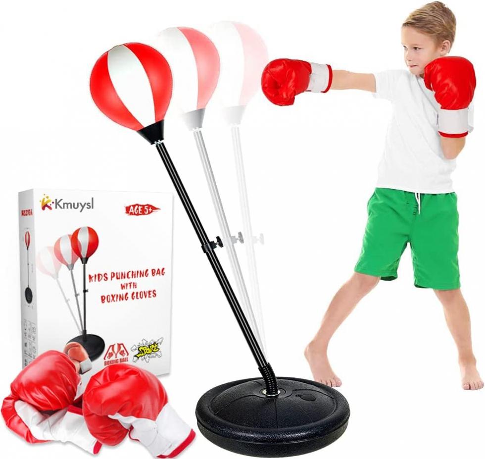 KMUYSL Punching Bag for Age 3, 4, 5, 6, 7, 8 Years Old Boys, Boxing Bag Set Toy with Boxing Gloves, Height Adjustable Kids Punching Bag, Ideal Xmas Birthday Gift