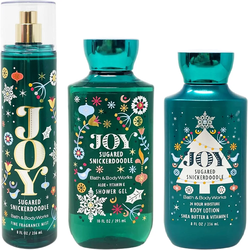 Bath & Body Works Joy Sugared Snickerdoodle Trio Gift Set - Fragrance Mist - Shower Gel - Body Lotion - Full Size