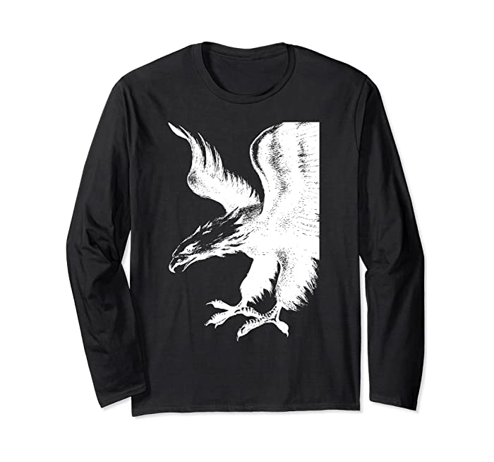 American Patriot Eagle Black White Long Sleeve T-Shirt